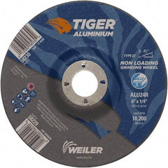 Weiler - 6" 24 Grit Aluminum Oxide/Silicon Carbide Blend Cutoff Wheel - 1/4" Thick, 7/8" Arbor, 10,200 Max RPM, Use with Angle Grinders - Exact Tool & Supply