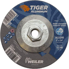 Weiler - 5" 24 Grit Aluminum Oxide/Silicon Carbide Blend Cutoff Wheel - 1/4" Thick, 5/8-11 Arbor, 12,200 Max RPM, Use with Angle Grinders - Exact Tool & Supply