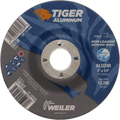 Weiler - 5" 24 Grit Aluminum Oxide/Silicon Carbide Blend Cutoff Wheel - 1/4" Thick, 7/8" Arbor, 12,200 Max RPM, Use with Angle Grinders - Exact Tool & Supply