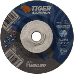 Weiler - 4-1/2" 24 Grit Aluminum Oxide/Silicon Carbide Blend Cutoff Wheel - 1/4" Thick, 5/8-11 Arbor, 13,300 Max RPM, Use with Angle Grinders - Exact Tool & Supply