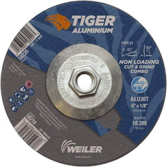 Weiler - 6" 30 Grit Aluminum Oxide/Silicon Carbide Blend Cutoff Wheel - 1/8" Thick, 5/8-11 Arbor, 10,200 Max RPM, Use with Angle Grinders - Exact Tool & Supply