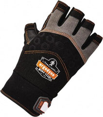 Ergodyne - Size L (9) Polyester Blend Work Gloves - Palm Coated, Hook & Loop Cuff, Half Fingered, Black, Paired - Exact Tool & Supply