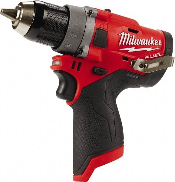 Milwaukee Tool - 12 Volt 1/2" Chuck Pistol Grip Handle Cordless Drill - 0-1700 RPM, Keyless Chuck, Reversible, Lithium-Ion Batteries Not Included - Exact Tool & Supply