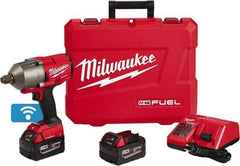 Milwaukee Tool - 3/4" Drive 18 Volt Pistol Grip Cordless Impact Wrench & Ratchet - 1,800 RPM, 0 to 2,400 BPM, 1,500 Ft/Lb Torque, 2 Lithium-Ion Batteries Included - Exact Tool & Supply