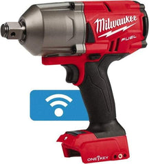 Milwaukee Tool - 3/4" Drive 18 Volt Pistol Grip Cordless Impact Wrench & Ratchet - 1,800 RPM, 0 to 2,400 BPM, 1,500 Ft/Lb Torque, Lithium-Ion Batteries Not Included - Exact Tool & Supply