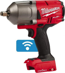Milwaukee Tool - 1/2" Drive 18 Volt Pistol Grip Cordless Impact Wrench & Ratchet - 1,750 RPM, 0 to 2,100 BPM, 1,400 Ft/Lb Torque, Lithium-Ion Batteries Not Included - Exact Tool & Supply
