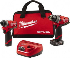 Milwaukee Tool - 12 Volt Cordless Tool Combination Kit - Includes 1/2" Brushless Hammer Drill/Driver & 1/4" Hex Impact Driver, Lithium-Ion Battery Included - Exact Tool & Supply