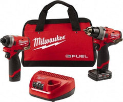 Milwaukee Tool - 12 Volt Cordless Tool Combination Kit - Includes 1/2" Compact Drill/Driver & 1/4" Hex Impact Driver, Lithium-Ion Battery Included - Exact Tool & Supply