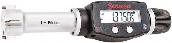Starrett - 1" to 1-3/8", IP67, Carbide Face Electronic Inside Micrometer - 0.00005" Resolution, 0.00015" Accuracy, 2-5/8" Gage Depth - Exact Tool & Supply