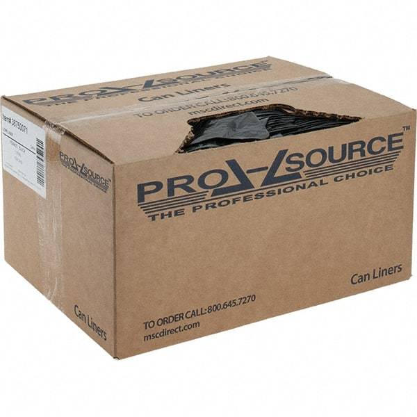 PRO-SOURCE - 1 mil Thick, Heavy-Duty Trash Bags - Linear Low-Density Polyethylene (LLDPE), Flat Pack Dispenser, 15" Wide x 23" High, Black - Exact Tool & Supply