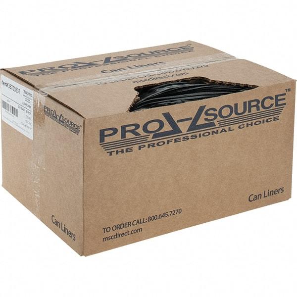 PRO-SOURCE - 1.5 mil Thick, Heavy-Duty Trash Bags - Linear Low-Density Polyethylene (LLDPE), Flat Pack Dispenser, 22" Wide x 60" High, Black - Exact Tool & Supply