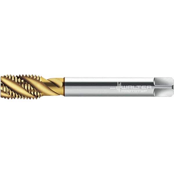 Walter-Prototyp - M14x2.00 DIN 376 3 Flute 6H Semi-Bottoming Spiral Flute Tap - High Speed Steel, TiN Finish, 110mm OAL, Right Hand Flute, Right Hand Thread, 11.900, Series TC115-M-L0 - Exact Tool & Supply