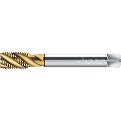 Walter-Prototyp - M14x2.00 DIN 376 3 Flute 6H Semi-Bottoming Spiral Flute Tap - High Speed Steel, TiN Finish, 110mm OAL, Right Hand Flute, Right Hand Thread, 11.900, Series TC115-M-L0 - Exact Tool & Supply