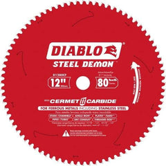 Freud - 12" Blade Diam, 80 Teeth, Carbide-Tipped Cold Saw Blade - 1" Arbor Hole Diam, 0.071" Blade Thickness - Exact Tool & Supply