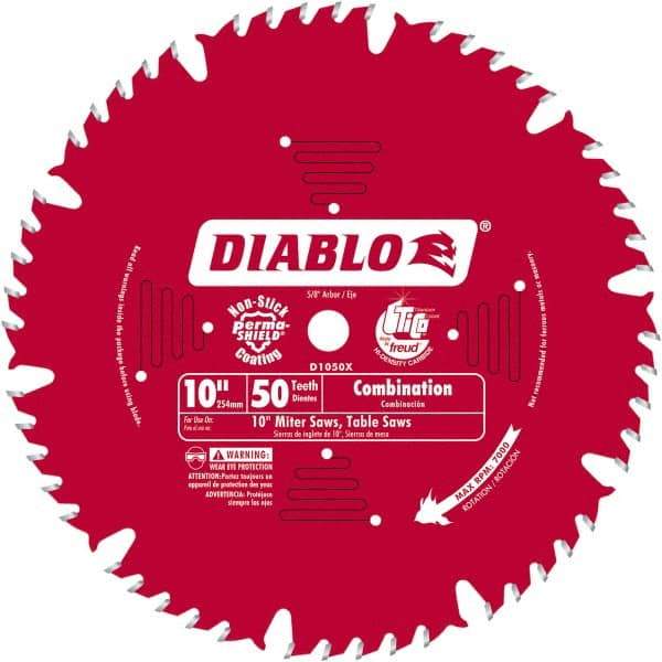 Freud - 10" Blade Diam, 50 Teeth, Carbide-Tipped Cold Saw Blade - 1" Arbor Hole Diam, 0.071" Blade Thickness - Exact Tool & Supply