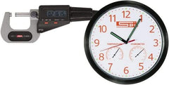 SPI - 0 to 1" Range, 0.00005" Resolution, Standard Throat IP54 Electronic Outside Micrometer - 0.00016" Accuracy, Friction Thimble, Carbide-Tipped Face, LR44 Battery, Includes NIST Traceable Certification of Inspection - Exact Tool & Supply