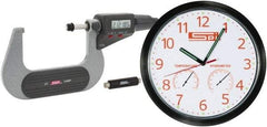 SPI - 2 to 3" Range, 0.00005" Resolution, Standard Throat IP54 Electronic Outside Micrometer - 0.0002" Accuracy, Friction Thimble, Carbide-Tipped Face, LR44 Battery, Includes NIST Traceable Certification of Inspection - Exact Tool & Supply