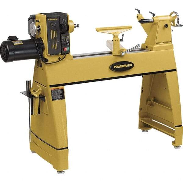 Powermatic - 20" Swing, 36" Between Centers, 220 Volt, Triple Phase Toolroom Lathe - 2MT Taper, 2 hp, 15 to 3,200 RPM, 5/8" Bore Diam, 36-1/2" Deep x 47" High x 81" Long - Exact Tool & Supply