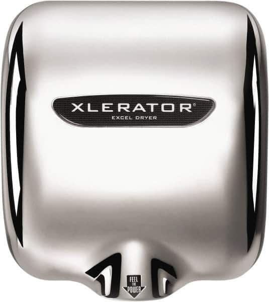 Excel Dryer - 1490 Watt Silver Finish Electric Hand Dryer - 208/277 Volts, 6.2 Amps, 11-3/4" Wide x 12-11/16" High x 6-11/16" Deep - Exact Tool & Supply
