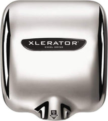 Excel Dryer - 1490 Watt Silver Finish Electric Hand Dryer - 208/277 Volts, 6.2 Amps, 11-3/4" Wide x 12-11/16" High x 6-11/16" Deep - Exact Tool & Supply