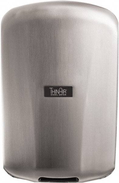 Excel Dryer - 915 Watt Silver Finish Electric Hand Dryer - 110/120 Volts, 7.7 Amps, 9-5/32" Wide x 13-15/16" High x 4" Deep - Exact Tool & Supply