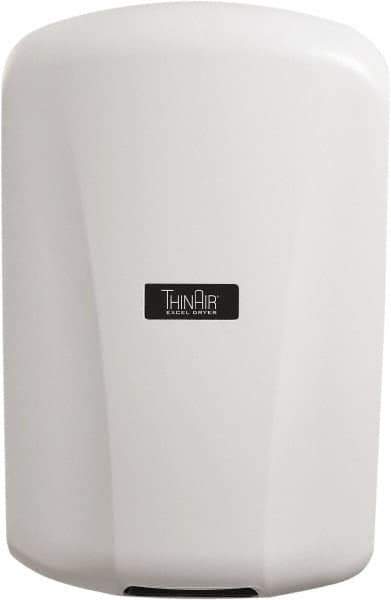 Excel Dryer - 950 Watt White Finish Electric Hand Dryer - 208/277 Volts, 4 Amps, 9-5/32" Wide x 13-15/16" High x 4" Deep - Exact Tool & Supply