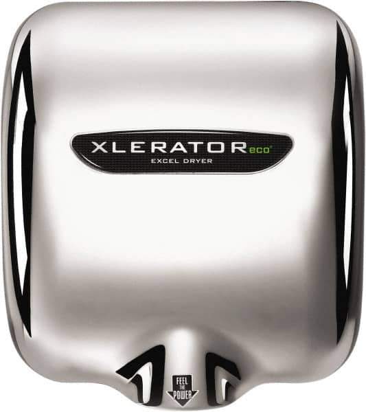 Excel Dryer - 500 Watt Silver Finish Electric Hand Dryer - 208/277 Volts, 2.2 Amps, 11-3/4" Wide x 12-11/16" High x 6-11/16" Deep - Exact Tool & Supply