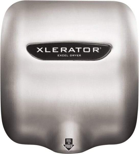 Excel Dryer - 1490 Watt Silver Finish Electric Hand Dryer - 208/277 Volts, 6.2 Amps, 11-3/4" Wide x 12-11/16" High x 6-11/16" Deep - Exact Tool & Supply