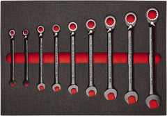 Proto - 9 Piece, 9/32" to 3/4", Spline Combination Wrench Set - Inch Measurement Standard, Black/Chrome Finish, Comes in Roll Pouch - Exact Tool & Supply