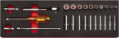 Proto - 25 Piece 1/4" Drive Chrome Finish Deep Well Socket Set - 6 Points, 3/16" to 9/16" Range, Inch Measurement Standard - Exact Tool & Supply