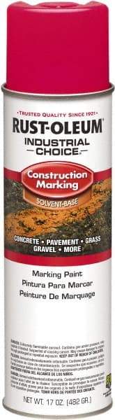 Rust-Oleum - 17 fl oz Pink Paint & Primer - 400' Coverage at 1" Wide, Solvent Base Formula, >500 gL VOC - Exact Tool & Supply