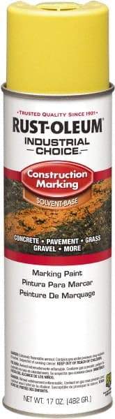 Rust-Oleum - 17 fl oz Yellow Paint & Primer - 400' Coverage at 1" Wide, Solvent Base Formula, >500 gL VOC - Exact Tool & Supply