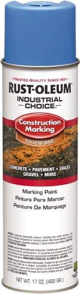 Rust-Oleum - 17 fl oz Blue Paint & Primer - 400' Coverage at 1" Wide, Solvent Base Formula, >500 gL VOC - Exact Tool & Supply