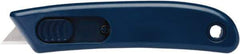 Martor USA - Retractable Utility Knife - Black & Blue Poly-Steel Handle, 1 Blade Included - Exact Tool & Supply