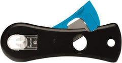 Martor USA - Recessed/Hook Blade Safety Utility Knife - 1.53" Blade, Black & Blue Polycarbonate Handle, 1 Blade Included - Exact Tool & Supply