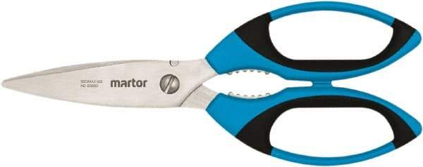 Martor USA - 2-3/4" LOC, 8-1/2" OAL Stainless Steel Blunt-Point Scissors - Ambidextrous, Fiberglass Straight Handle, For Fabrics, Paper, Heavy Weight Paper - Exact Tool & Supply