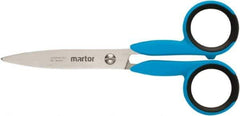 Martor USA - 2.2" LOC, 5.27" OAL Stainless Steel Blunt-Point Scissors - Ambidextrous, Fiberglass Straight Handle, For Fabrics, Paper, Heavy Weight Paper - Exact Tool & Supply
