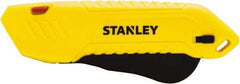 Stanley - Retractable Safety Utility Knife - 2.175" Steel Blade, Yellow & Black Plastic Handle, 1 Blade Included - Exact Tool & Supply