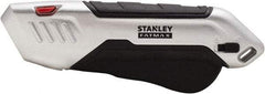 Stanley - Retractable Safety Utility Knife - 2.175" Steel Blade, Silver & Black Ergonomic Non-slip Grips Handle, 1 Blade Included - Exact Tool & Supply