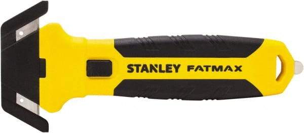 Stanley - Recessed/Concealed Fixed Blade Safety Cutter - 0.2165" Steel Blade, Yellow & Black Bi-Material Handle, 1 Blade Included - Exact Tool & Supply