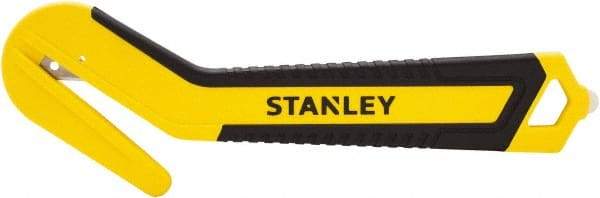 Stanley - Recessed/Concealed Fixed Blade Safety Cutter - 0.394" Steel Blade, Yellow & Black Bi-Material Handle, 1 Blade Included - Exact Tool & Supply