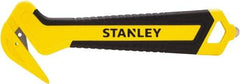 Stanley - Recessed/Concealed Fixed Blade Safety Cutter - 0.372" Steel Blade, Yellow & Black Bi-Material Handle, 1 Blade Included - Exact Tool & Supply