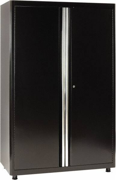 Sandusky Lee - 4 Shelf Locking Storage Cabinet - Steel, 46" Wide x 24" Deep x 72" High, Black - Exact Tool & Supply