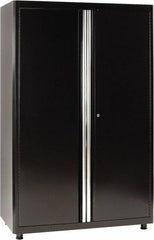 Sandusky Lee - 4 Shelf Locking Storage Cabinet - Steel, 46" Wide x 24" Deep x 72" High, Black - Exact Tool & Supply