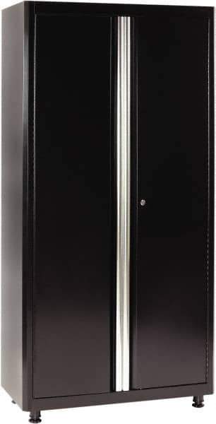 Sandusky Lee - 4 Shelf Locking Storage Cabinet - Steel, 36" Wide x 18" Deep x 72" High, Black - Exact Tool & Supply