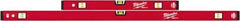 Milwaukee Tool - Magnetic 24" & 48" Long 6 Vial Box Beam Level - Aluminum, Red, 2 Level & 4 Plumb Vials - Exact Tool & Supply
