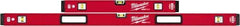 Milwaukee Tool - Magnetic 24" & 48" Long 6 Vial Box Beam Level - Aluminum, Red, 2 Level & 4 Plumb Vials - Exact Tool & Supply