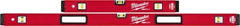 Milwaukee Tool - 24" & 48" Long 6 Vial Box Beam Level - Aluminum, Red, 2 Level & 4 Plumb Vials - Exact Tool & Supply