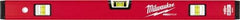 Milwaukee Tool - 24" Long 3 Vial Box Beam Level - Aluminum, Red, 1 Level & 2 Plumb Vials - Exact Tool & Supply