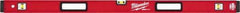 Milwaukee Tool - 48" Long 3 Vial Box Beam Level - Aluminum, Red, 1 Level & 2 Plumb Vials - Exact Tool & Supply